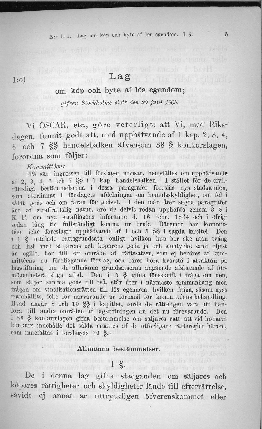 Sidbild, NJA II 1906 nr 1 s. 5